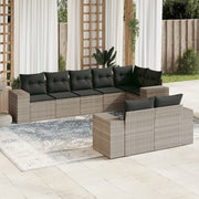 Loungeset 8-delig poly rattan lichtgrijs