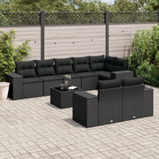 Loungeset 9-delig poly rattan zwart