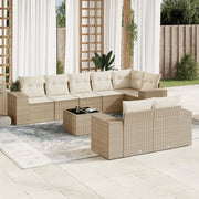 Loungeset 9-delig poly rattan beige
