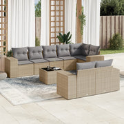 Loungeset 9-delig poly rattan beige
