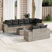 Loungeset 9-delig poly rattan lichtgrijs