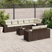 Loungeset 9-delig poly rattan bruin