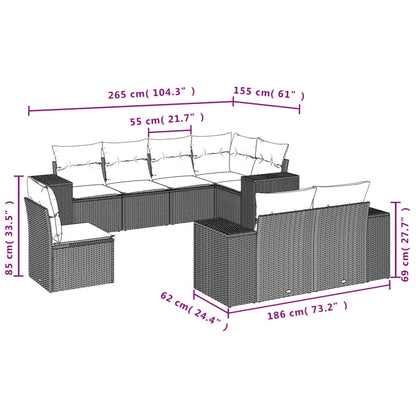 8-Delige Loungeset Met Kussens Poly Rattan Zwart