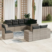 Loungeset 8-delig poly rattan lichtgrijs