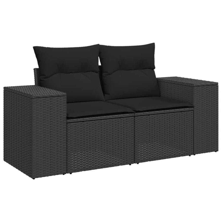 9-Delige Loungeset Met Kussens Poly Rattan Zwart