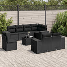 9-Delige Loungeset Met Kussens Poly Rattan Zwart