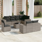 9-Delige Loungeset Met Kussens Poly Rattan Grijs