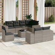 Loungeset 9-delig poly rattan grijs