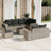 Loungeset 9-delig poly rattan lichtgrijs