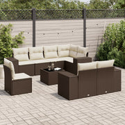 Loungeset 9-delig poly rattan bruin