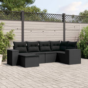 Loungeset 6-delig poly rattan zwart