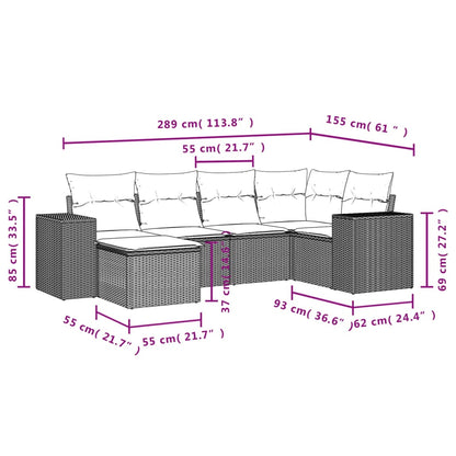 6-Delige Loungeset Met Kussens Poly Rattan Zwart