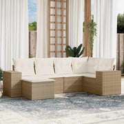 Loungeset poly rattan 6-delig beige