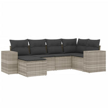 6-delige Loungeset met kussens poly rattan lichtgrijs