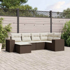 6-piece Lounge Set with Cushions Poly Rattan Brown