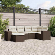 Loungeset 6-delig poly rattan bruin