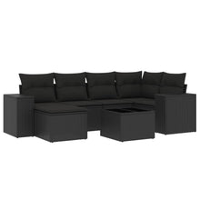 7-Delige Loungeset Met Kussens Poly Rattan Zwart