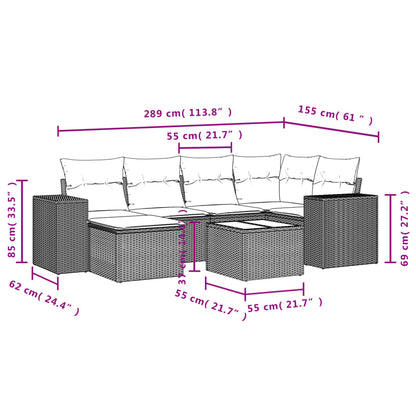 7-Delige Loungeset Met Kussens Poly Rattan Beige