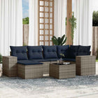 7-piece garden sofa set with cushions, grey poly rattan