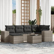 Loungeset 7-delig poly rattan lichtgrijs
