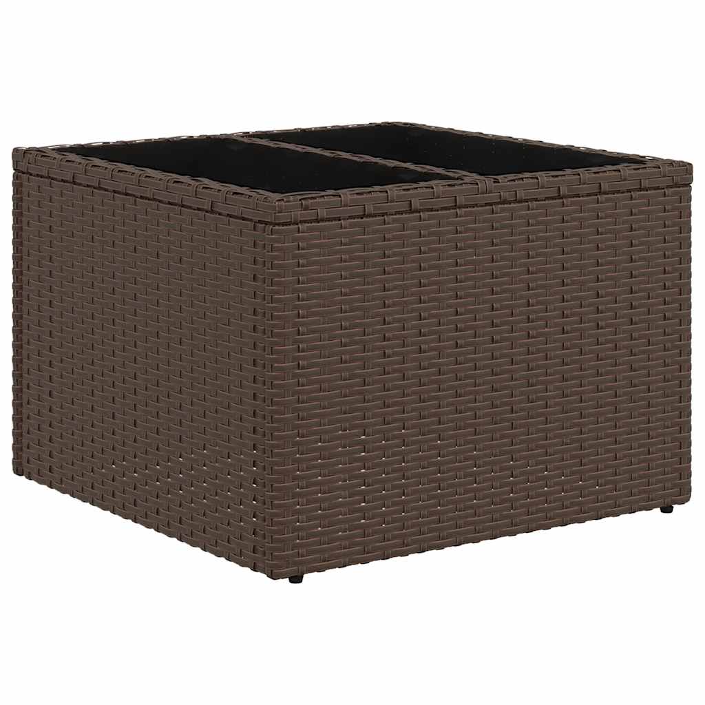 7-delige tuinbankset met kussens, bruin polyrotan