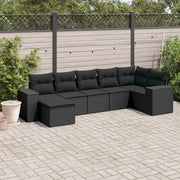 Loungeset 7-delig poly rattan zwart