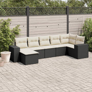 Loungeset 7-delig poly rattan zwart