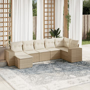 Loungeset 7-delig poly rattan beige