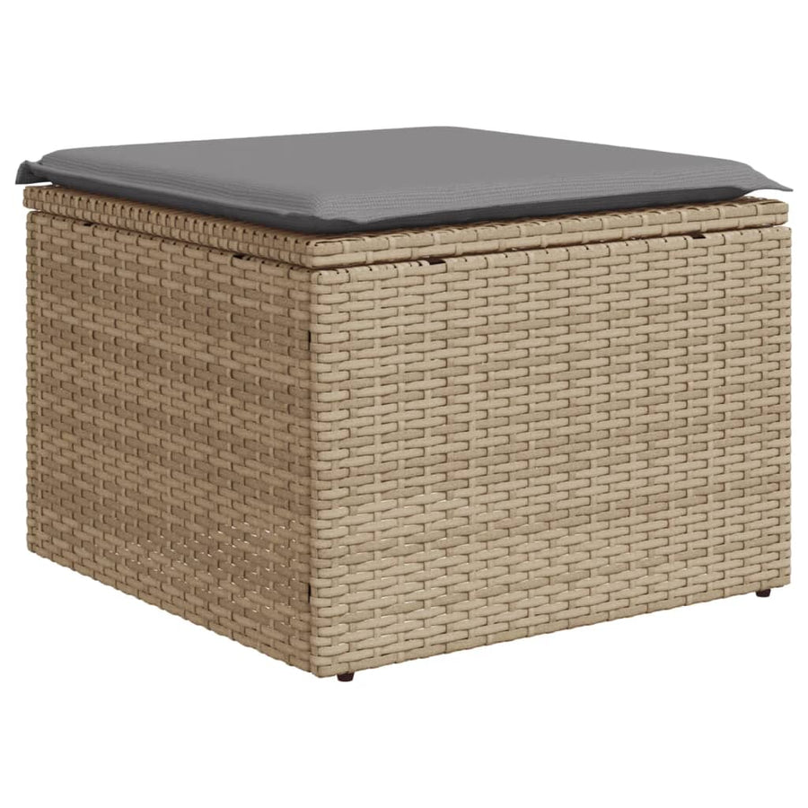7-Delige Loungeset Met Kussens Poly Rattan Beige