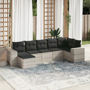 Loungeset 7-delig poly rattan lichtgrijs