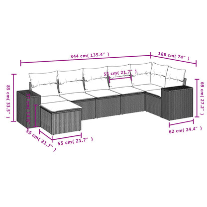 8-Delige Loungeset Met Kussens Poly Rattan Zwart