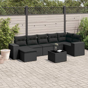 Loungeset 8-delig poly rattan zwart