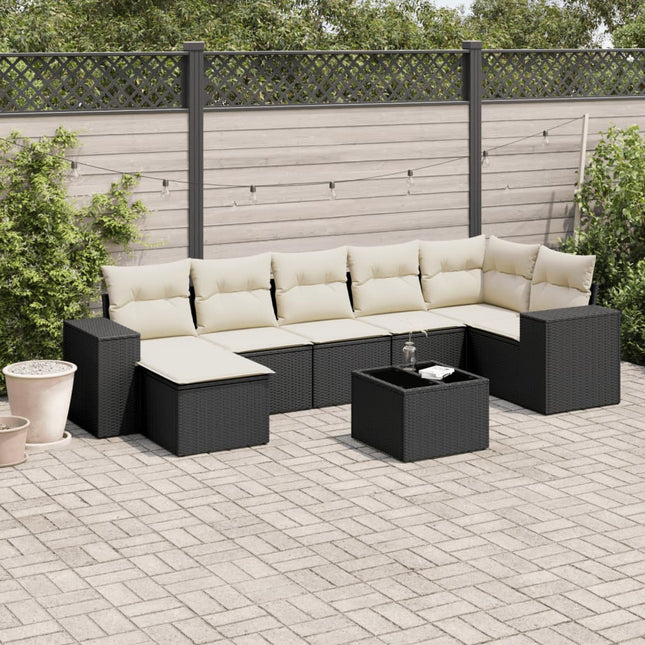 8-Delige Loungeset Met Kussens Poly Rattan Zwart