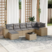 Loungeset 8-delig poly rattan beige