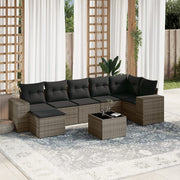 Loungeset 8-delig poly rattan grijs