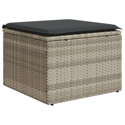 8-delige Loungeset met kussens poly rattan lichtgrijs