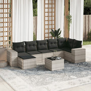 Loungeset 8-delig poly rattan lichtgrijs