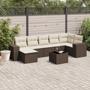 Loungeset poly rattan bruin 8-delig