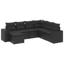 7-Delige Loungeset Met Kussens Poly Rattan Zwart
