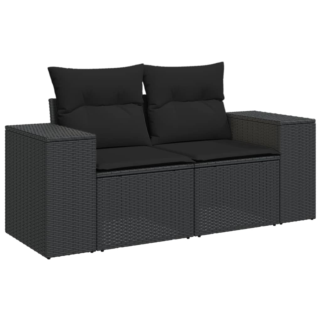 7-Delige Loungeset Met Kussens Poly Rattan Zwart