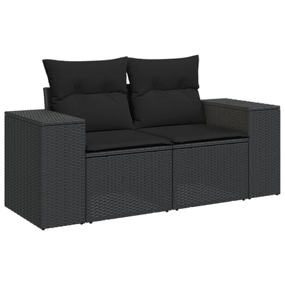 7-Delige Loungeset Met Kussens Poly Rattan Zwart