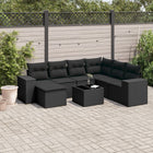 8-Delige Loungeset Met Kussens Poly Rattan Zwart