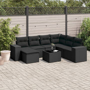 8-piece Lounge Set with Cushions Polyrattan Black