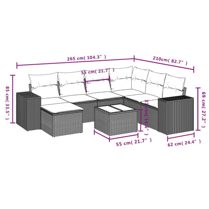 8-Delige Loungeset Met Kussens Poly Rattan Beige