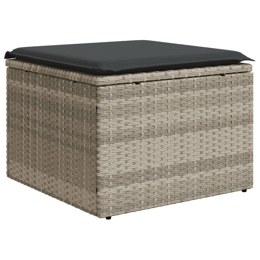 8-delige Loungeset met kussens poly rattan lichtgrijs