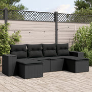 Loungeset 6-delig poly rattan zwart