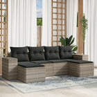 6-piece Lounge Set with cushions poly rattan light grey