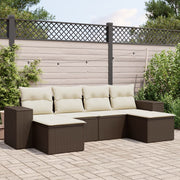 Loungeset poly rattan bruin 6-delig