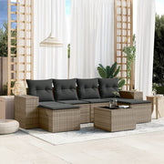 7-piece Lounge Set with Cushions poly rattan grey