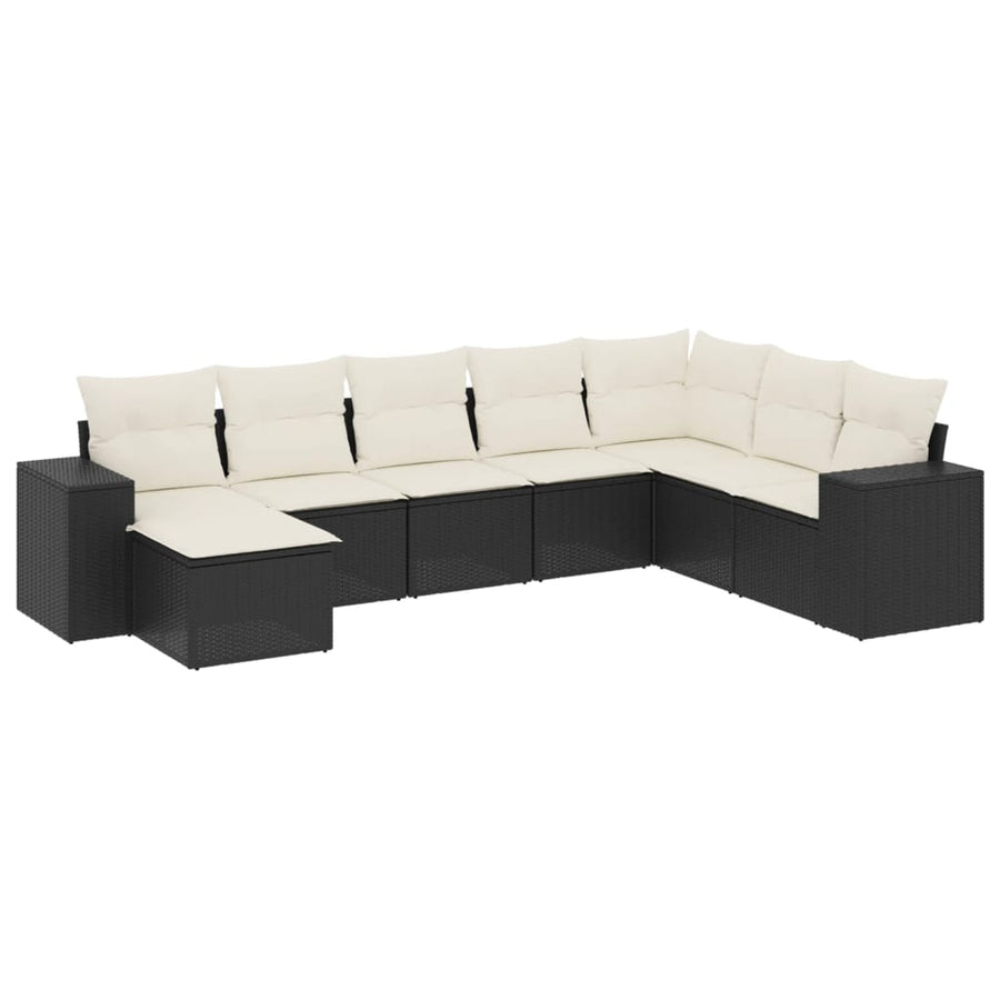 8-Delige Loungeset Met Kussens Poly Rattan Zwart